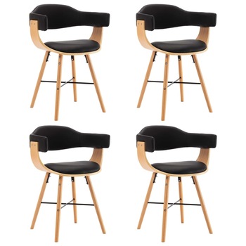 Set 4 scaune bucatarie, vidaXL, Lemn curbat, 52,5 x 47 x 75,5 cm, Negru Set 4 scaune bucatarie, vidaXL, Lemn curbat, 52,5 x 47 x 75,5 cm, Negru