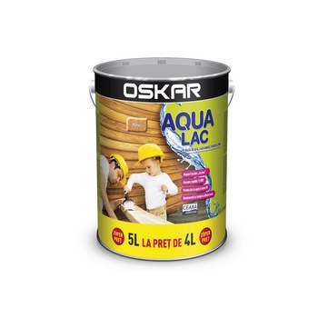 Lac pentru lemn Oskar Aqua Lac, pe baza de apa mahon 5L Lac pentru lemn Oskar Aqua Lac, pe baza de apa mahon 5L