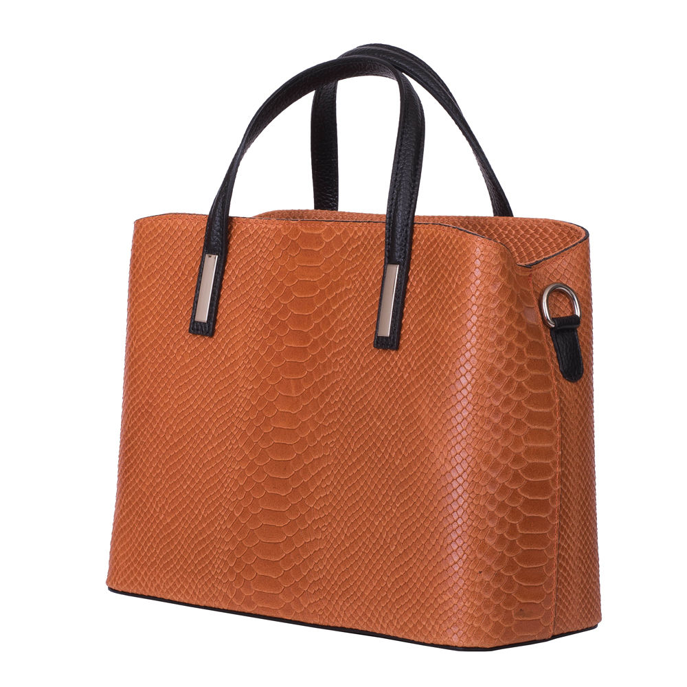 Geanta piele naturala Ella portocalie