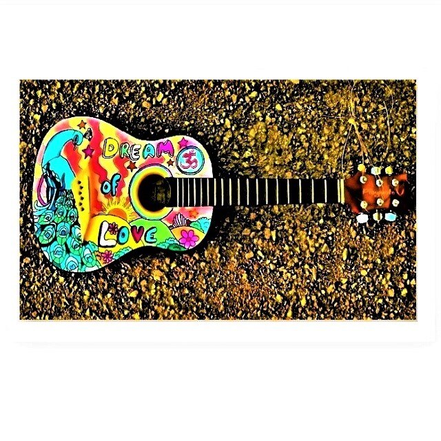 Tablou, Canvas, Chitara acustica pictata, color, 53 x 93 cm