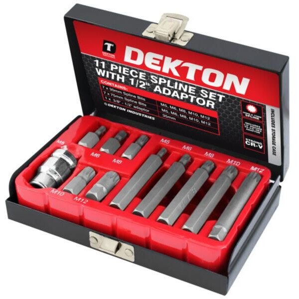 Set de biti M5 - M6 - M8 - M10 - M12 + 1 adaptor pentru biti cu hex de 35mm Dekton, DT85815