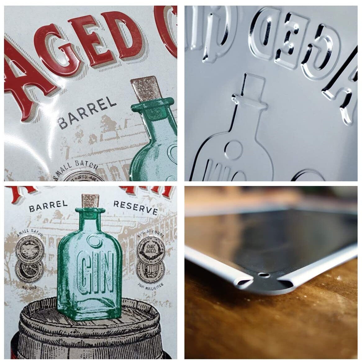 Plaque En Métal émaillée Vintage 'Aged Gin Barrel' - 30x40cm - Nostalgic-Art - Fabriqué En Allemagne