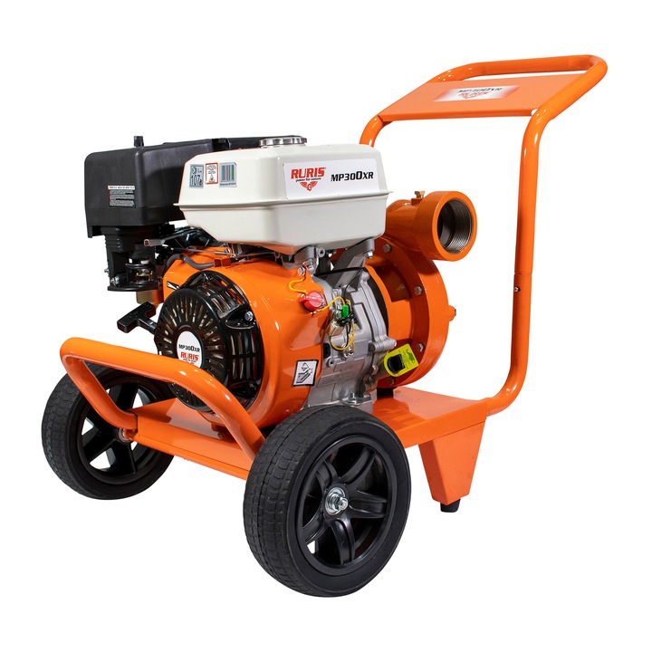 Motopompa RURIS MP300XR, 13 CP, 389 CC, 4 timpi, 3" prindere furtun, 40 m3/h debit maxim, 8 m adancime absorbtie, 80 m refulare verticala, 800 m refulare orizontala, 3.6 l benzina