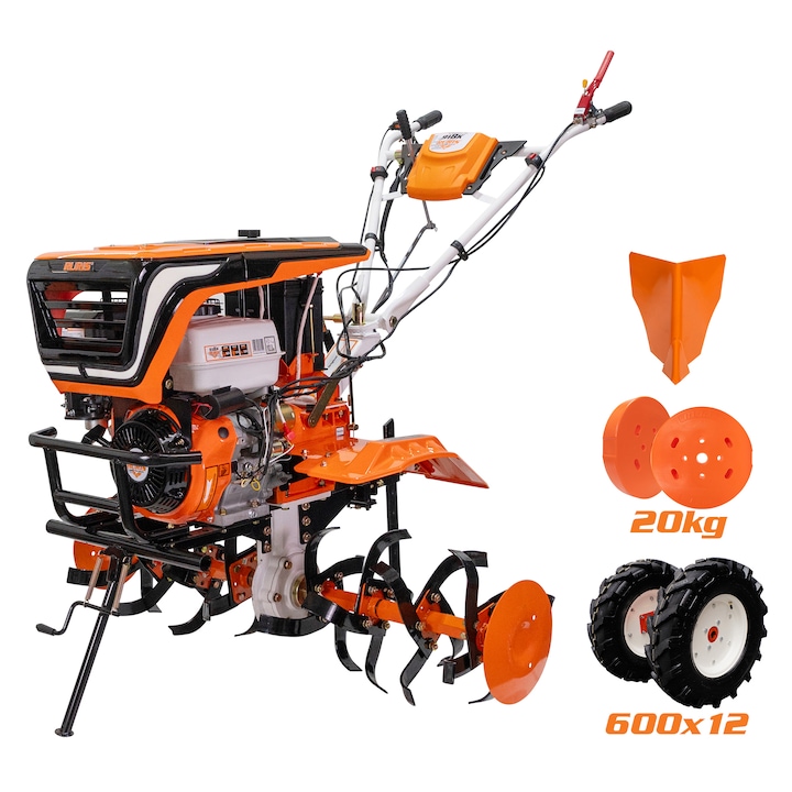 Ruris 918ACC Motoros kapa, 18 LE, 460 cm3, 4 ütemű, 3 sebesség, 1100 mm munkaszélesség, 360 mm mélység, 6.5 l benzin, gumi kerekek, ritkító