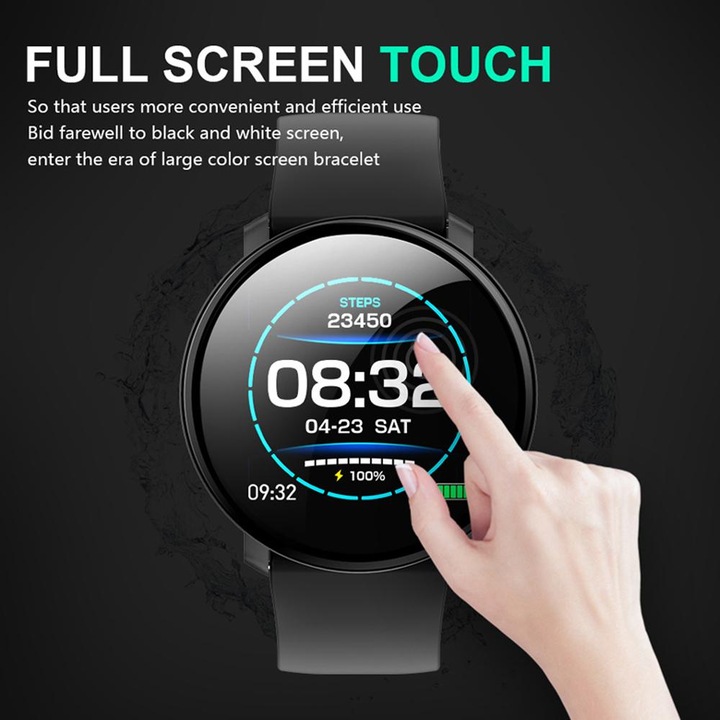 SmartWatch COLSlim Max31, Ecran Tactil de 1.3 inch, Monitorizare ritm cardiac, Tensiune arteriala, Somn, Pedometru, Control calorii, Sedentarism, Notificari apeluri/mesaje, Compatibilitate Android/iOS, Grad de protectie IP67, Metalic Negru