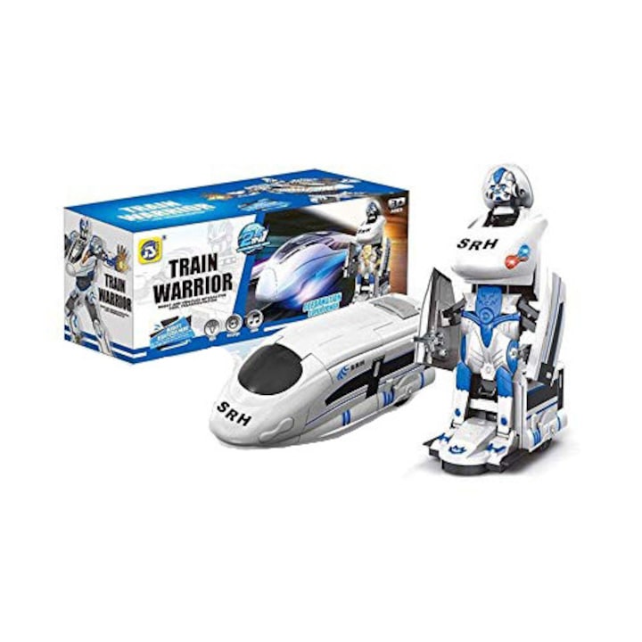 Robot TRANSFORMER Tren AKU interactiv, actiune Bump and Go LED Sunete + Lumini specifice, Jucarie Toy Cadou pentru copii prescolari AK6462