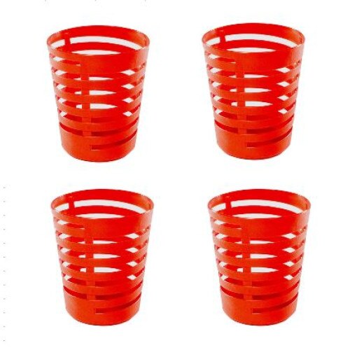 Set 4 cosuri de gunoi pentru birou , spiralate , plastic , rosu , 22 X 24 cm