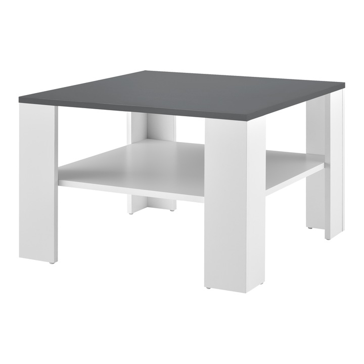 Masuta cafea Amelia, en.casa, 60 x 60 x 40 cm, PAL, alb-gri inchis