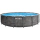 Piscina rotunda cu cadru metalic Premium Prism Frame Greywwod Intex 26742NP, 457xH122 cm, include pompa cu filtru (debit 3.785 l), scara, protectie baza piscina si prelata acoperire piscina