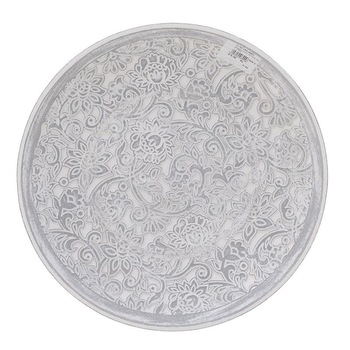 Tava servire lemn sculptata rotund,40 cm, gri Tava servire lemn sculptata rotund,40 cm, gri