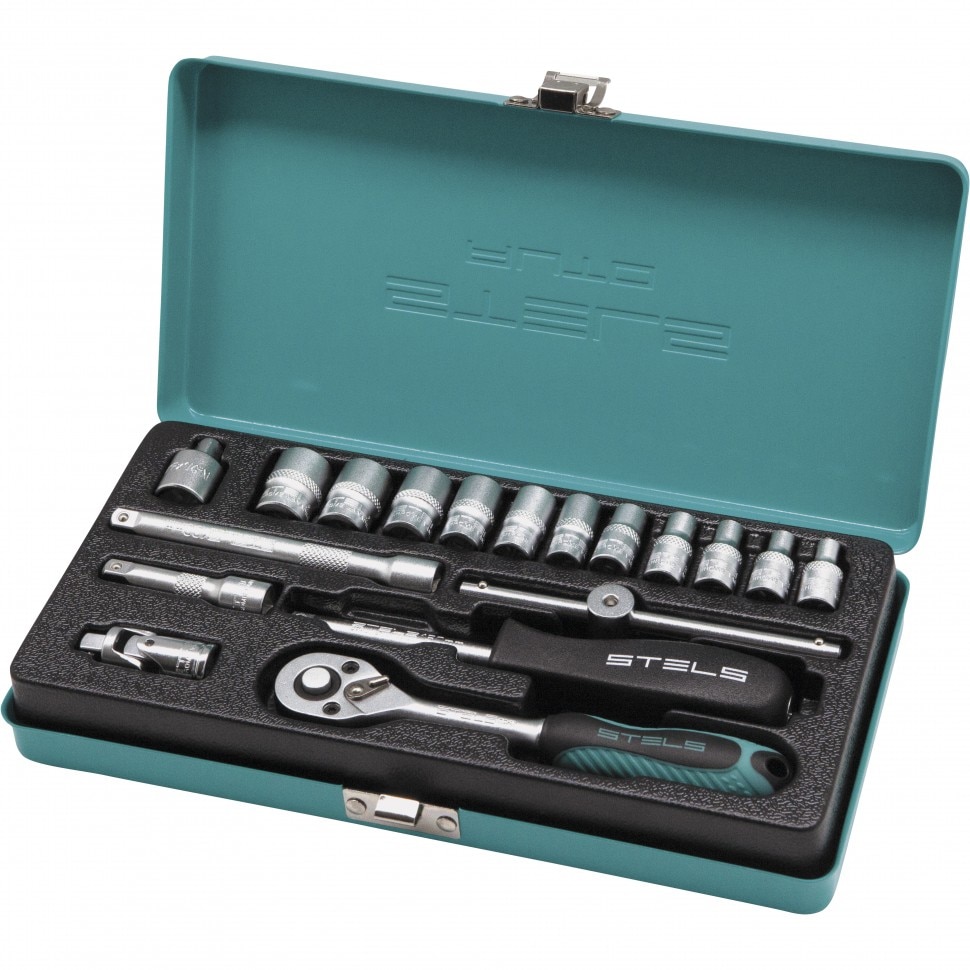 Set tubulare cu clichet, 18 piese, Stels