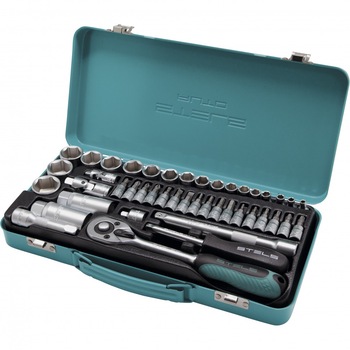Set tubulare cu clichet, 44 piese, Stels Set tubulare cu clichet, 44 piese, Stels