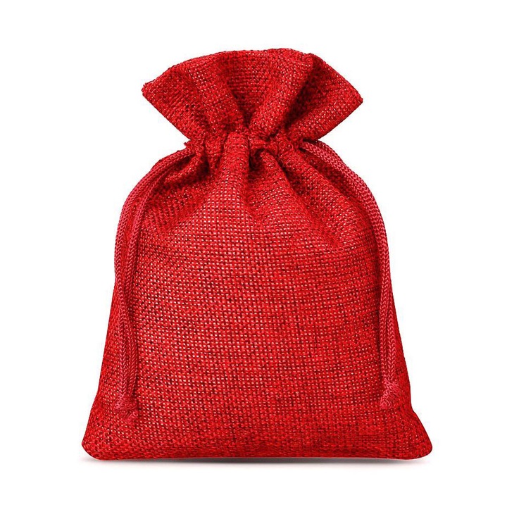 Правоъгълни текстилни чанти 12х17см (комплект от 50 бр.) - Червени