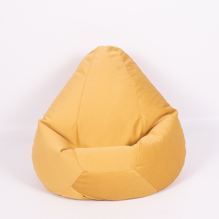 Topcho babzsákfotel Kis Körte szövet luxus EASY CLEAN, sárga, levehető tok, töltött polisztirol gyöngyökkel