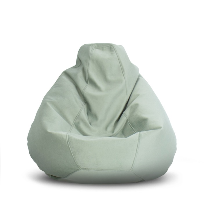 Topcho babzsákfotel Kis Körte szövet luxus EASY CLEAN, zöld, kivehető tok, töltött polisztirol gyöngyökkel