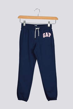 GAP, Pantaloni sport, fete, cu imprimeu logo si snur elastic, Bleumarin/Roz/Alb