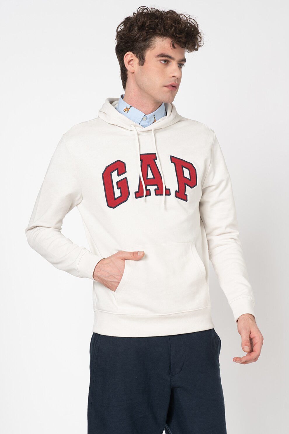 GAP, Hanorac cu logo brodat, Alb prafuit