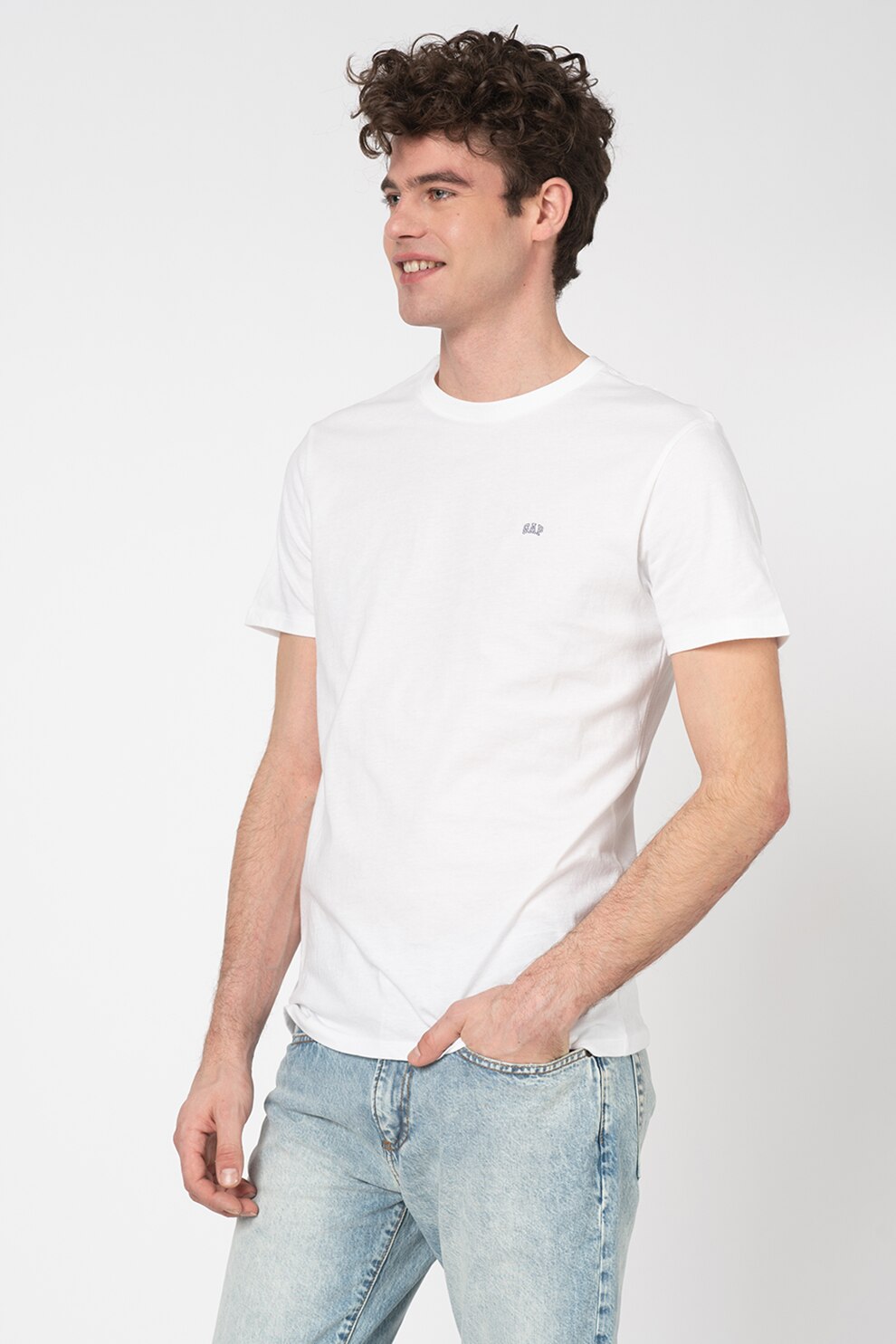 GAP, Set de tricouri din bumbac, cu detaliu logo - 2 piese, Bleumarin