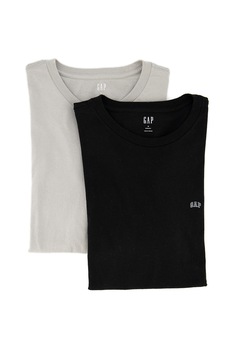 GAP, Set de tricouri din bumbac, 2 piese, Negru/Grej, S GAP, Set de tricouri din bumbac, 2 piese, Negru/Grej, S