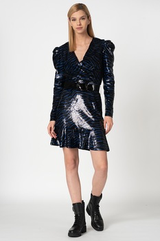 Michael Michael Kors, Rochie decorata cu paiete, Negru/ Albastru inchis, XS Michael Michael Kors, Rochie decorata cu paiete, Negru/ Albastru inchis, XS