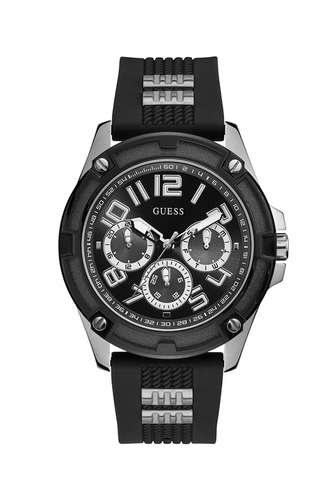 Guess, Multifunkciós karóra szilikonszíjjal, Fekete