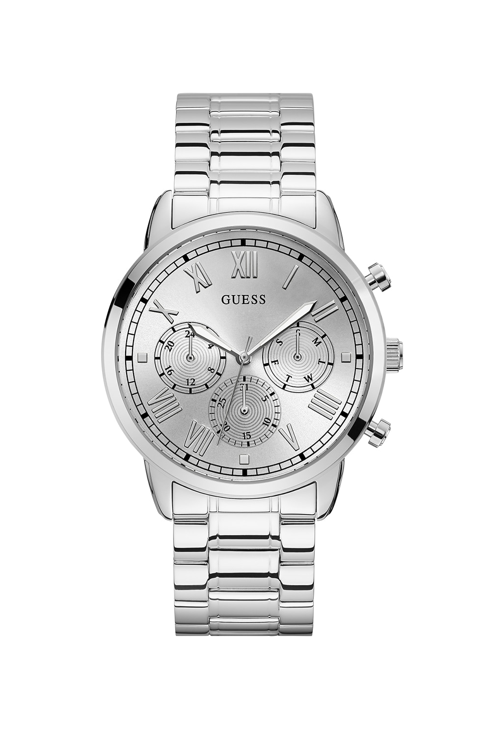 Guess, Ceas din otel inoxidabil, cu functii multiple, Argintiu