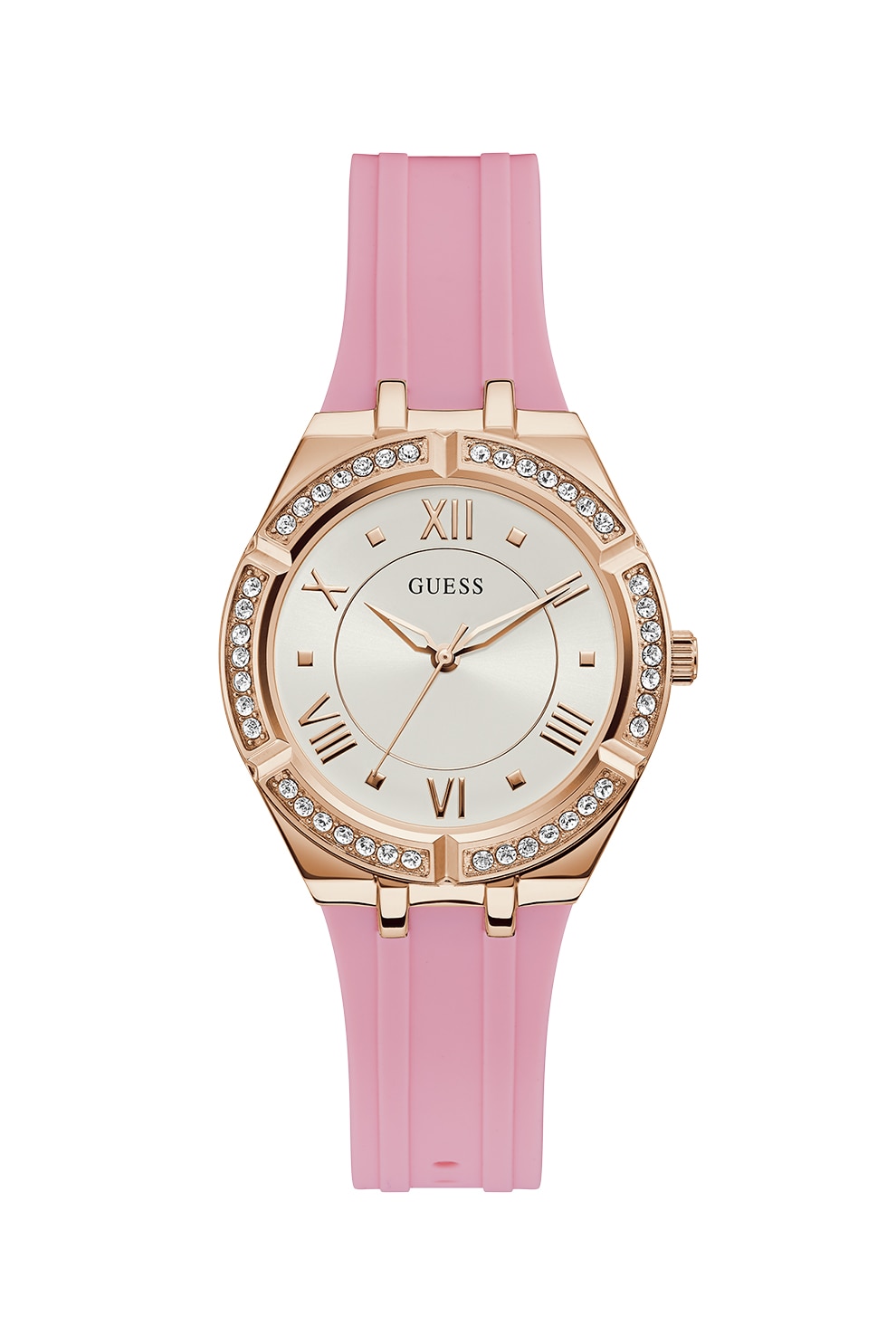 Guess, Ceas rotund decorat cu cristale, Roz