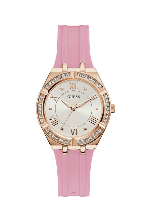 Guess, Ceas rotund decorat cu cristale, Roz