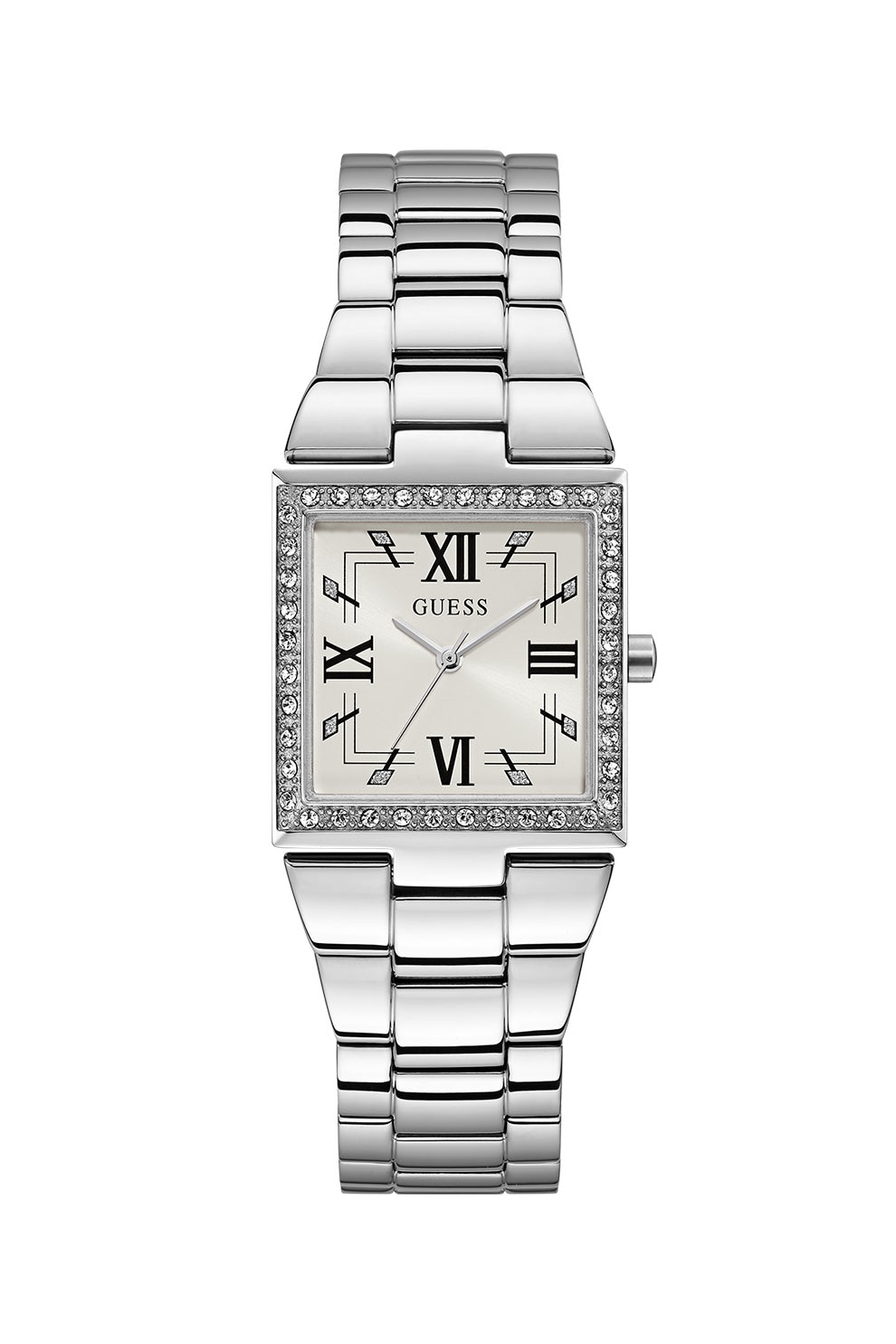 Guess, Ceas analog decorat cu cristale, Argintiu