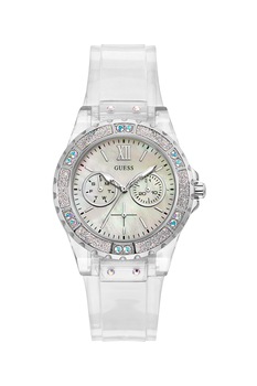 Guess, Ceas cu functii multiple, decorat cu cristale, Transparent Guess, Ceas cu functii multiple, decorat cu cristale, Transparent