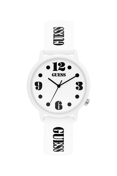 Guess Originals, Аналогов часовник със силиконова каишка, Бял