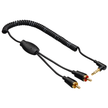 Cablu spiralat audio, Hama, 2x RCA, 1x jack 3.5mm, 0.75m Cablu spiralat audio, Hama, 2x RCA, 1x jack 3.5mm, 0.75m