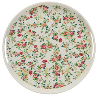 Tava rotunda 30cm , din fibre de bambus , Grunberg BM015 (flori) Tava rotunda 30cm , din fibre de bambus , Grunberg BM015 (flori)