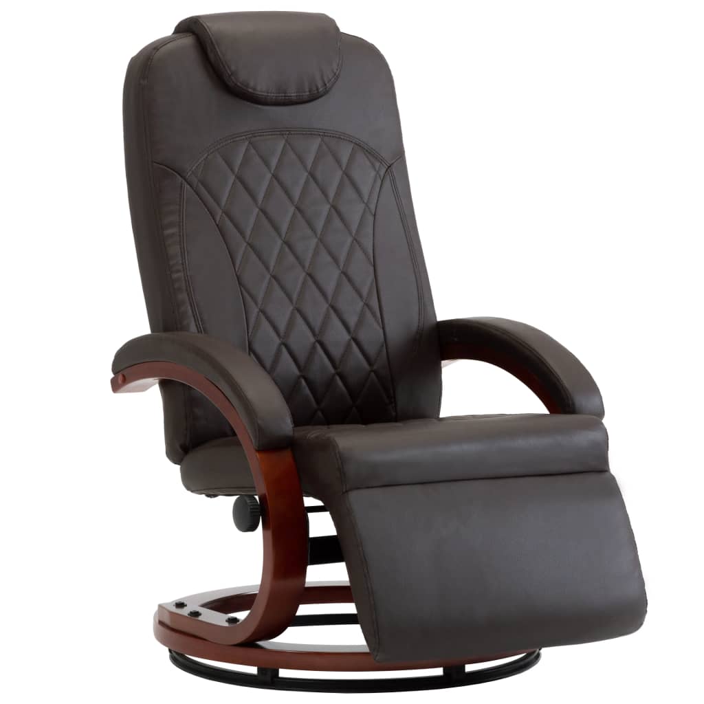 Fotoliu TV rabatabil, vidaXL, Piele ecologica, 64 x 134 x 95 cm, Maro inchis