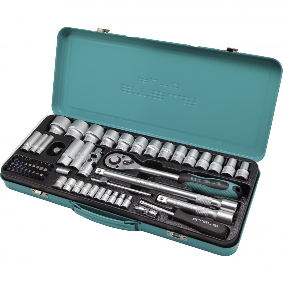 Set tubulare cu clichet, 68 piese, Stels