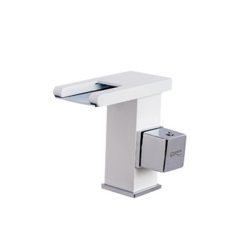 Baterie lavoar , montare chiuveta baie , tip cascada , cu led,white-crom, TRENDY S Baterie lavoar , montare chiuveta baie , tip cascada , cu led,white-crom, TRENDY S