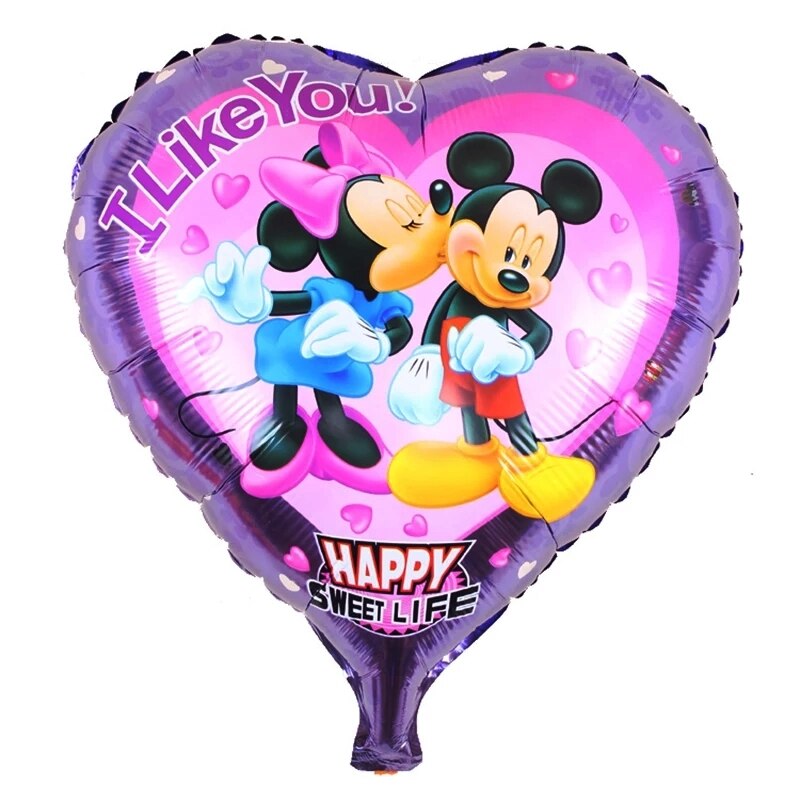 Balon folie forma inima cu Mickey si Minnie