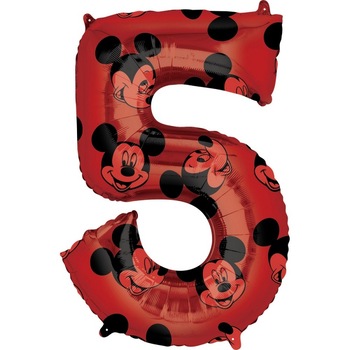 Balon Folie Figurina Mickey Mouse Forever Cifra 5 rosu- 66 cm, Amscan 40135, 1 buc Balon Folie Figurina Mickey Mouse Forever Cifra 5 rosu- 66 cm, Amscan 40135, 1 buc
