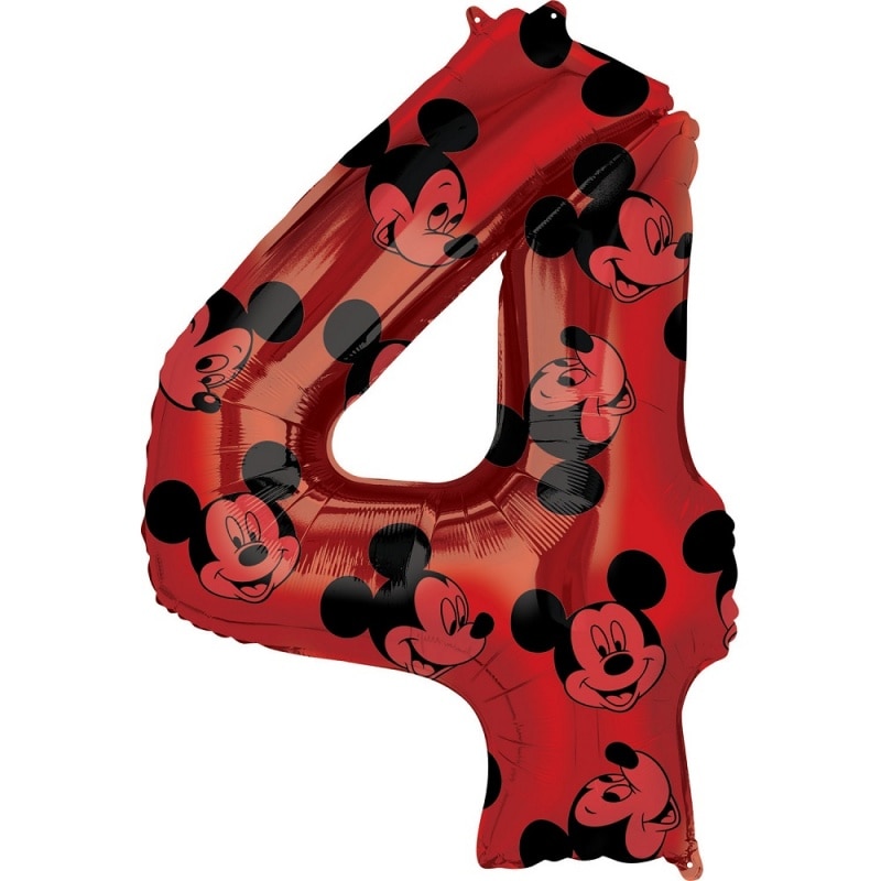 Balon Folie Figurina Mickey Mouse Forever Cifra 4 rosu- 66 cm, Amscan 40134, 1 buc