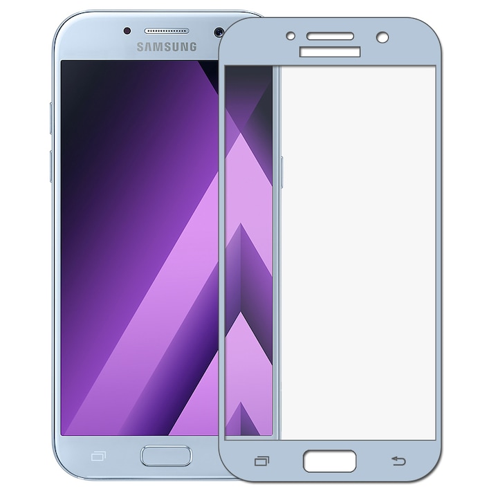 Biztonságos 5D üvegfólia telefonhoz, Samsung Galaxy J7 2017 készülékkel kompatibilis, Full Glue, Premium, Blue