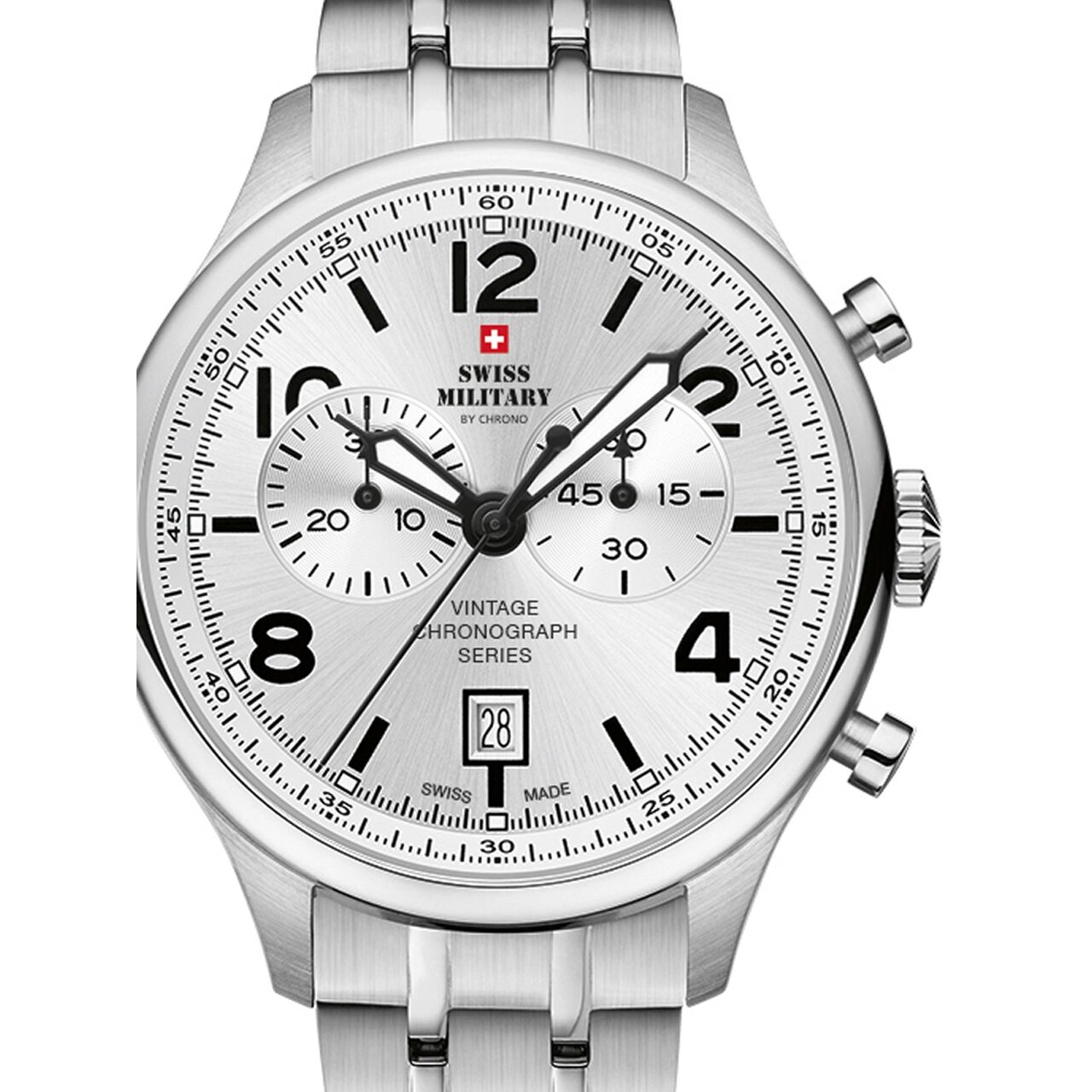 Ceas barbatesc Swiss Military SM30192.02 Cronograf, 42mm, 10ATM, Argintiu