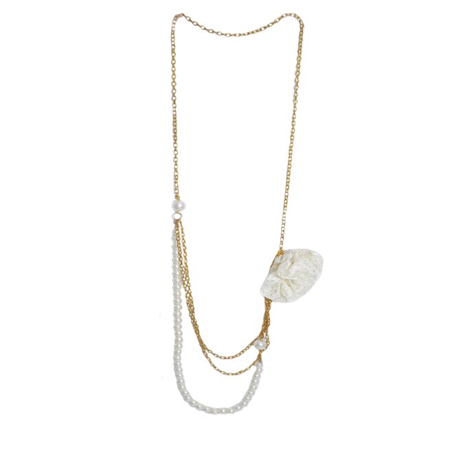 Colier rafinat cu margele si accesoriu tip floare ,D&J Exclussive,auriu