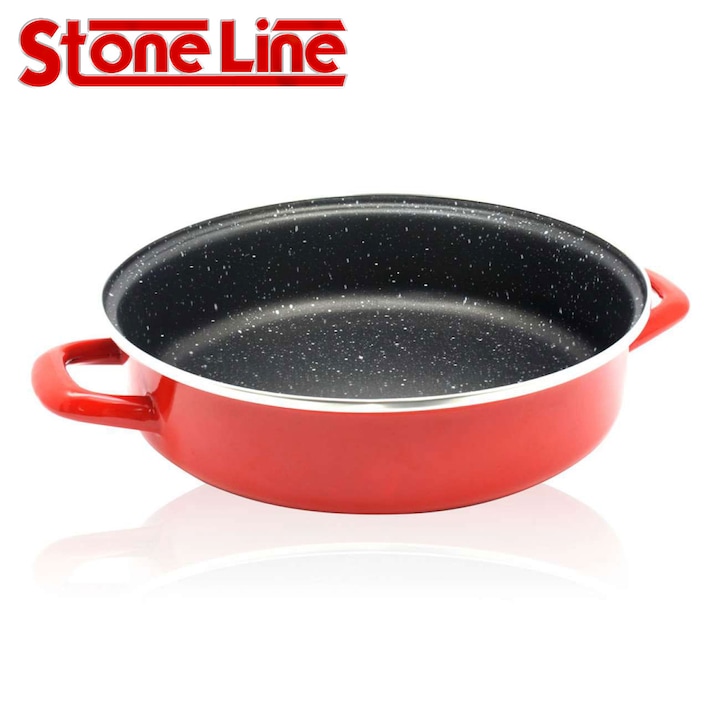 Тенджера и тава 2в1 zephyr stone line zp 1222 de30, 30 см, каменно покритие, индукция, червена