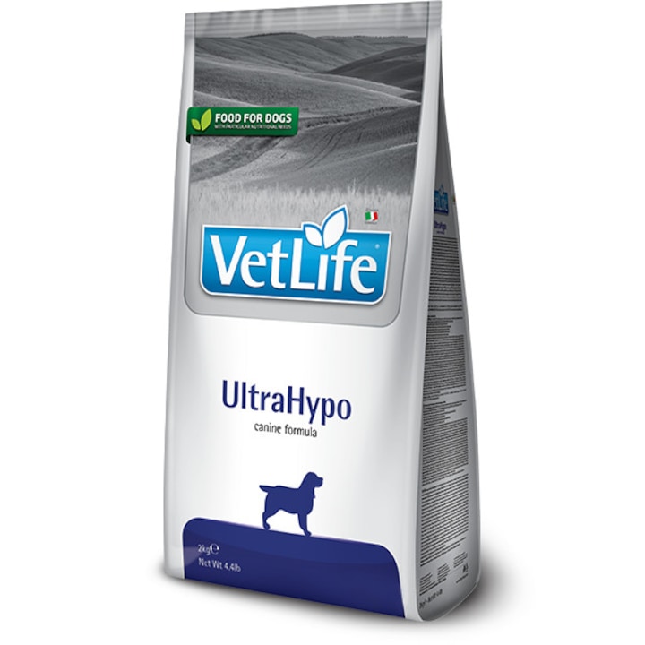 Hrana dietetica pentru caini, Vet Life Ultrahypoallergenic, 2 kg