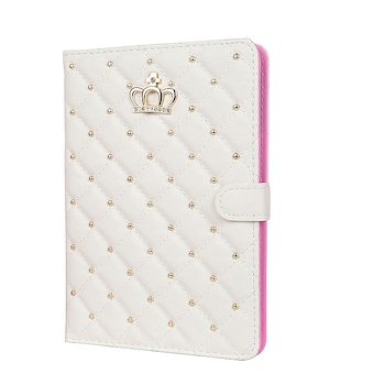 Husa tip carte pentru tableta iPad 2017 de 9.7 inch din piele ecologica Luxury Crown Bling, Alb, BBL1246 Husa tip carte pentru tableta iPad 2017 de 9.7 inch din piele ecologica Luxury Crown Bling, Alb, BBL1246