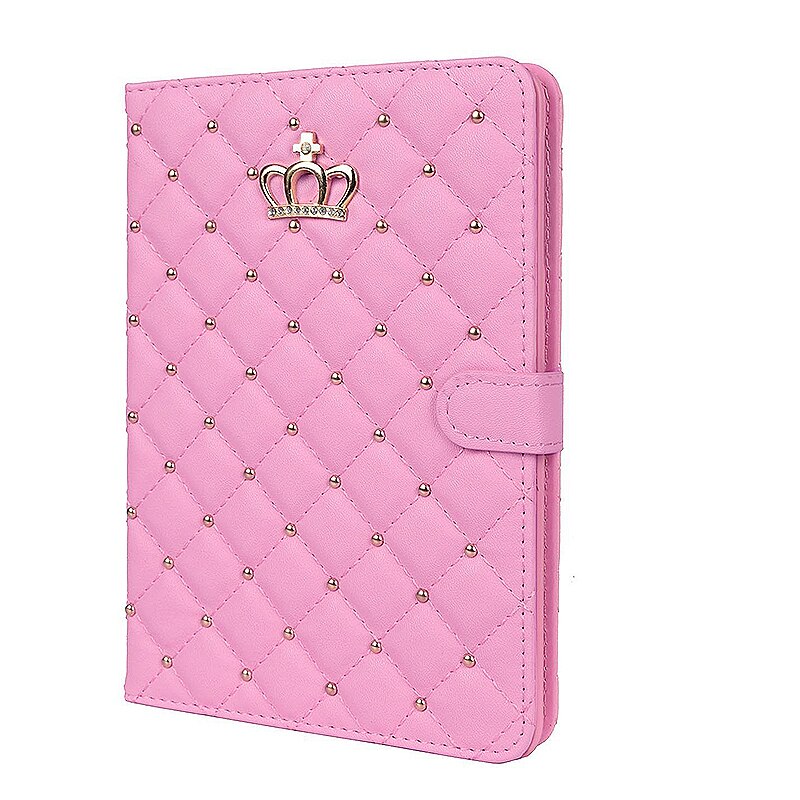 Husa tip carte pentru tableta iPad 2017 de 9.7 inch din piele ecologica Luxury Crown Bling, Roz, BBL1247