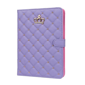 Husa tip carte pentru tableta iPad 2017 de 9.7 inch din piele ecologica Luxury Crown Bling, Mov, BBL1248 Husa tip carte pentru tableta iPad 2017 de 9.7 inch din piele ecologica Luxury Crown Bling, Mov, BBL1248