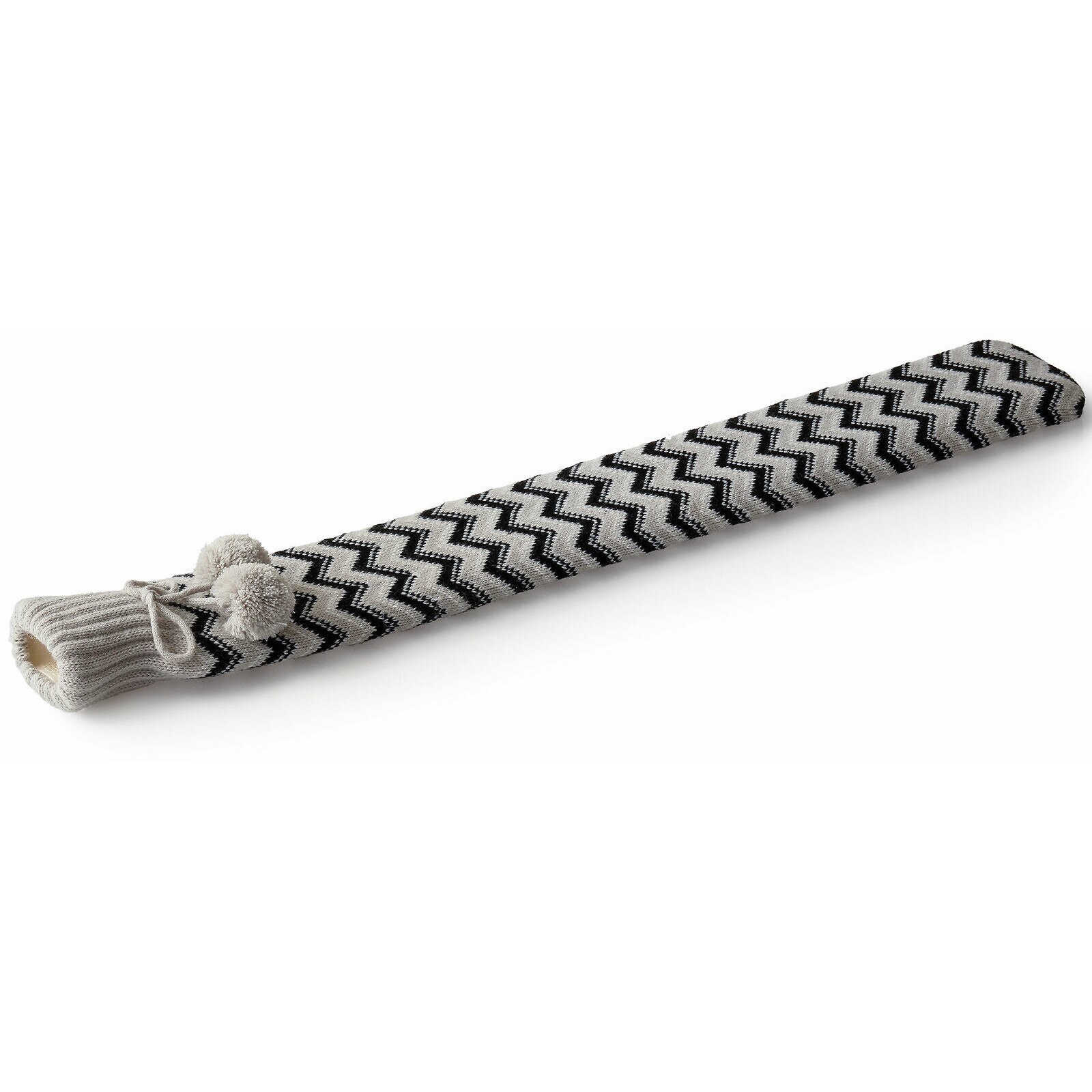 Recipient din cauciuc pentru apa calda 72cm, cu husa de plus, Negru/Gri HW106