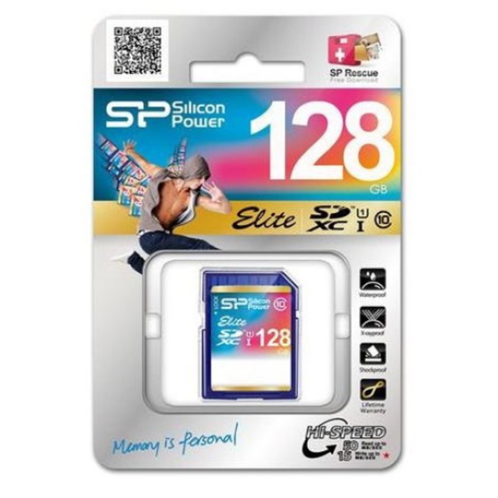 Card de memorie Silicon Power microSDXC 128GB CL10UHS-I U1, Mod SDR104, DSC, Albastru