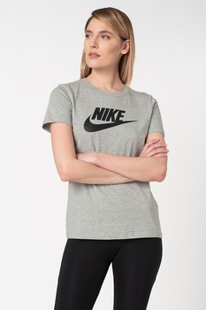 Nike - Тениска Essential Icon Futur с лого, Сив меланж